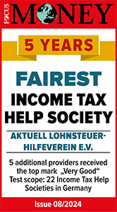 Focus Money test result 2024 | Fairest income tax help society | Aktuell Lohnsteuerhilfeverein e.V.