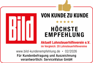 Siegel BILD HÖCHSTE Kundenempfehlung 2026 Aktuell Lohnsteuerhilfeverein