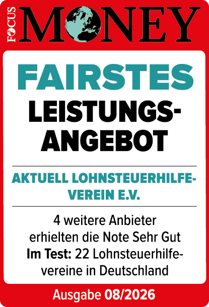 Focus Money Testergebnis 2026 | Fairstes Leistungsangebot | Aktuell Lohnsteuerhilfeverein e.V.