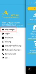 ALH Postbox Account löschen über Einstellungen